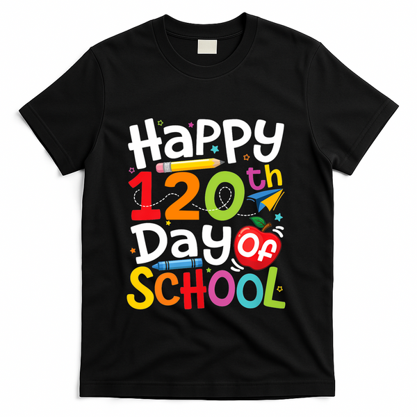 Happy 120th Day Of School Back To School Teacher Student T-Shirt - Black