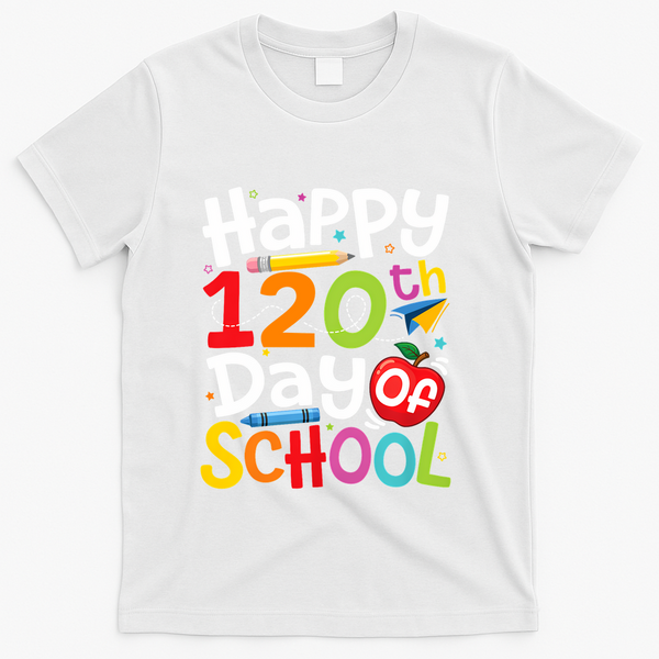 Happy 120th Day Of School Back To School Teacher Student T-Shirt - White