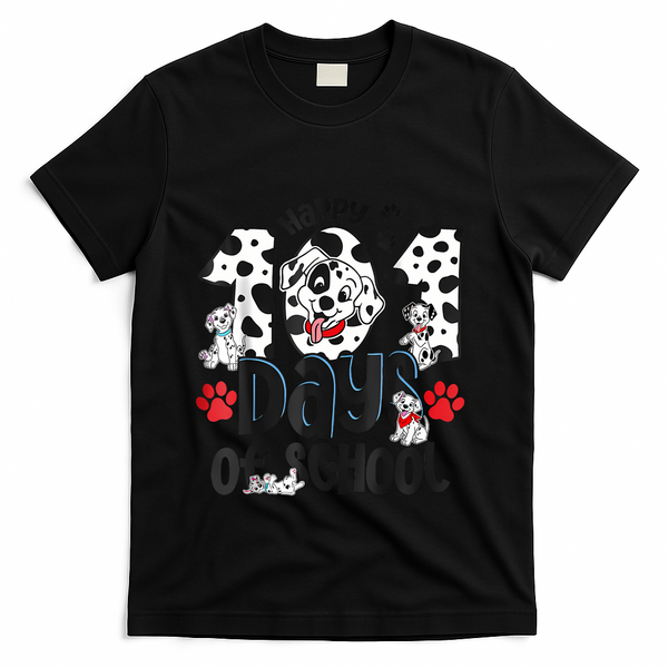 Happy 101 Days Of School Dog T-Shirt - Black