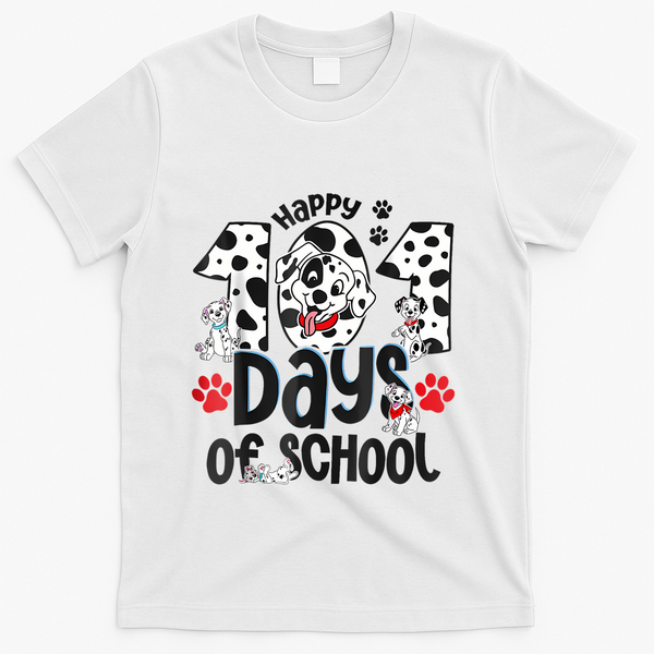 Happy 101 Days Of School Dog T-Shirt - White
