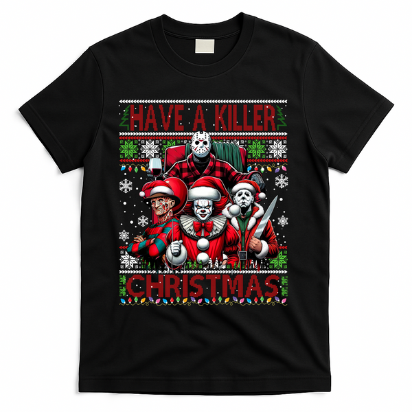 Have A Killer Christmas Merry Creepmas Killers Friends Myers T-Shirt - Black