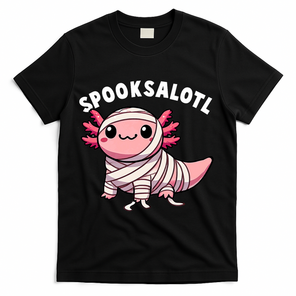 Halloween Axolotl Spooksalotl Funny Axolotl T-Shirt - Black