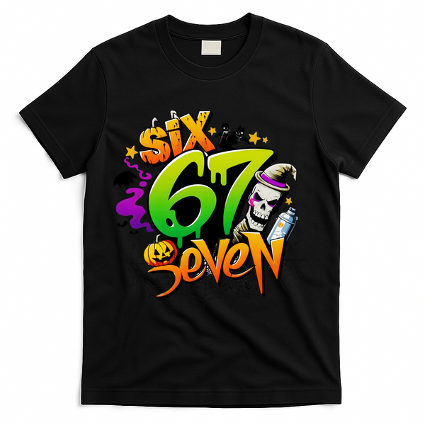 Haunted By 67 Halloween Meme Graffiti 6-7 T-Shirt - Black