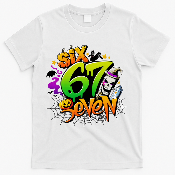 Haunted By 67 Halloween Meme Graffiti 6-7 T-Shirt - White
