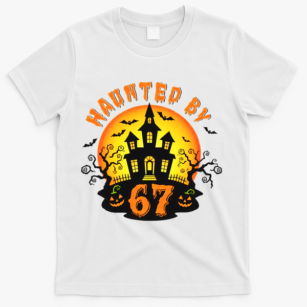 Haunted By 67 Funny Six Seven Gen Alpha Z Halloween T-Shirt - White