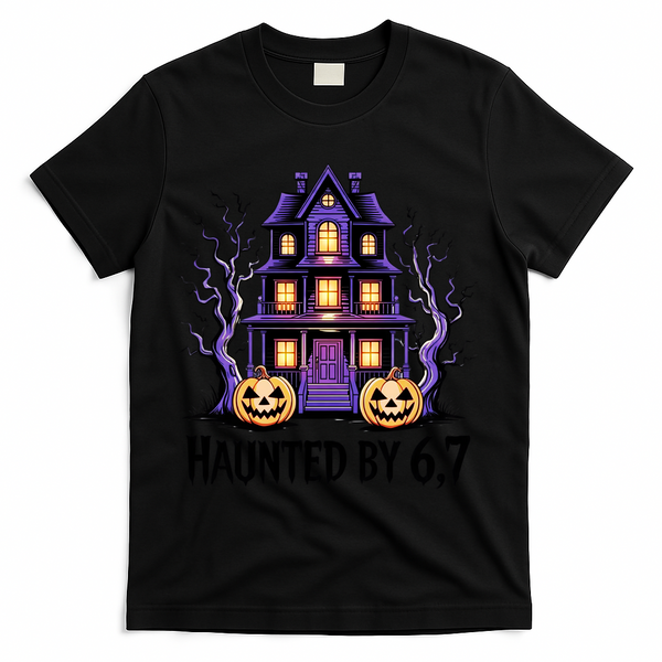 Haunted By 67 Halloween 6-7 Meme Spooky Costume T-Shirt - Black