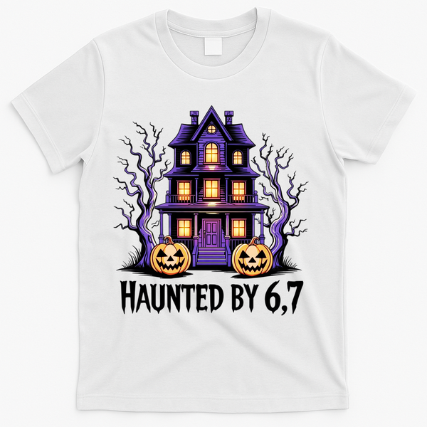 Haunted By 67 Halloween 6-7 Meme Spooky Costume T-Shirt - White