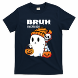 Halloween Bruh I Mean Boo Ghost Funny T-Shirt - Navy