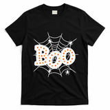 Halloween Boo Spider Web Spooky Season T-Shirt - Black