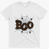 Halloween Boo Spider Web Spooky Season T-Shirt - White