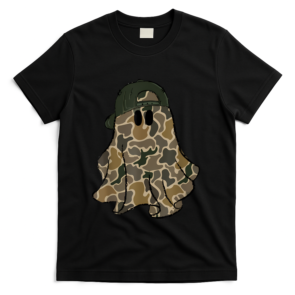 Halloween Camouflage Camo Ghost Hello Hunting Season T-Shirt - Black