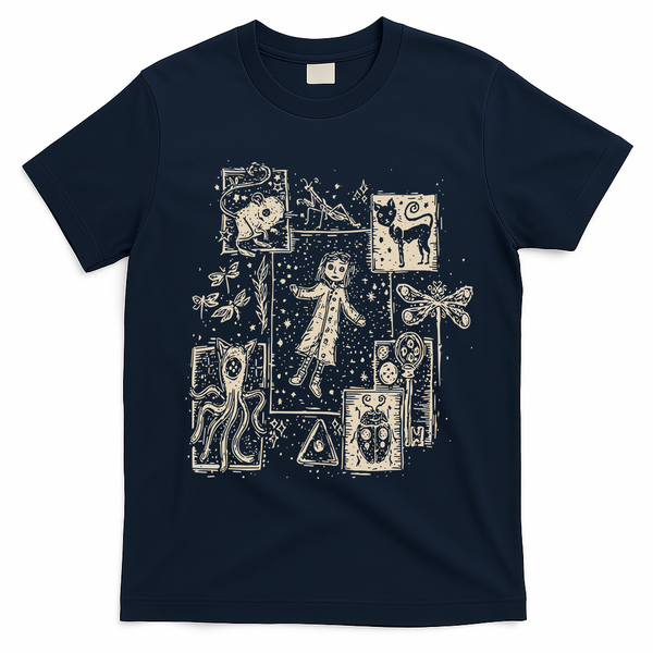 Horror Coraline Movie T-Shirt - Navy Blue