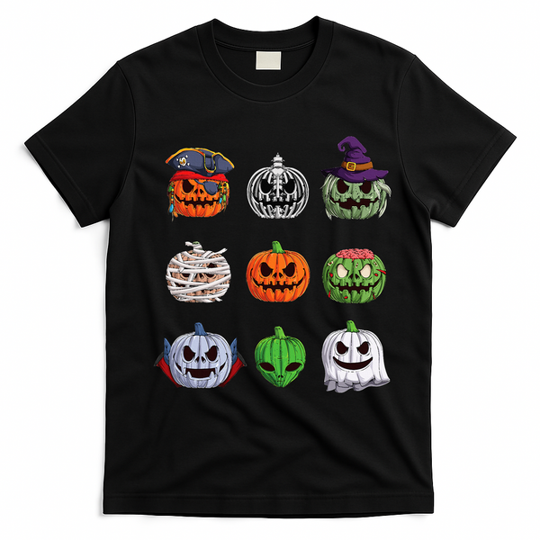 Halloween Costume Women Pumpkin Characters T-Shirt - Black