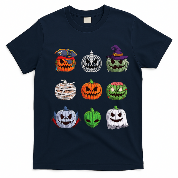 Halloween Costume Women Pumpkin Characters T-Shirt - Navy Blue