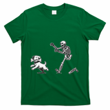 Halloween Dog Funny Skeleton Skeleton Chasing Dog Gift T-Shirt - Green
