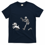 Halloween Dog Funny Skeleton Skeleton Chasing Dog Gift T-Shirt - Navy