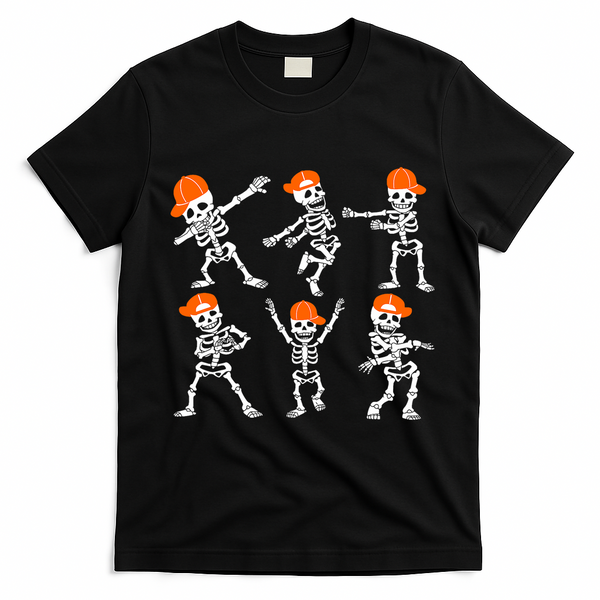 Halloween Dancing Skeleton Cap Funny T-Shirt - Black