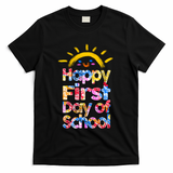 Cute Sun Happy First Day Of School T-Shirt - Black