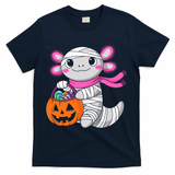 Halloween For   Pumpkin Axolotl Mummy T-Shirt - Navy