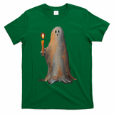 Halloween Ghost Holding Candle Spooky T-Shirt - Irish Green