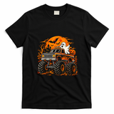 Halloween Ghost Monster Truck Pumpkin And Bats T-Shirt - Black
