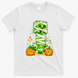 Halloween Gamer Pixel Monster Mummy Costume T-Shirt - White