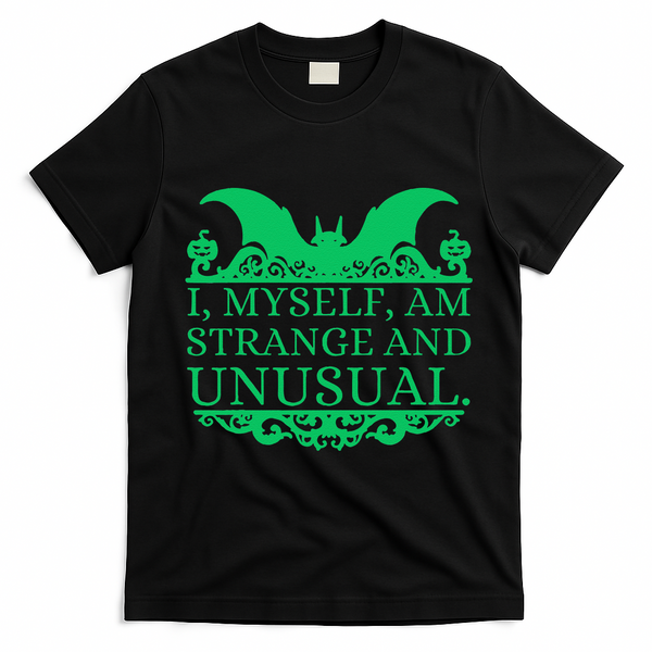 Halloween I Myself Am Strange And Unusual Bat Pumpkins T-Shirt - Black