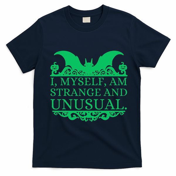 Halloween I Myself Am Strange And Unusual Bat Pumpkins T-Shirt - Navy Blue