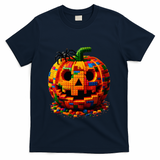 Halloween Master Builder Pumpkin Building Blocks Bricks T-Shirt - Navy