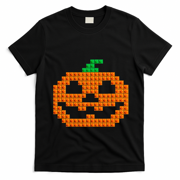 Halloween Master Builder Pumpkin Brick Building Block T-Shirt - Black