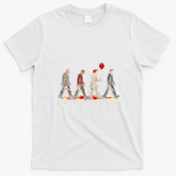 Horror Movie Monsters Crossing The Road T-Shirt - White