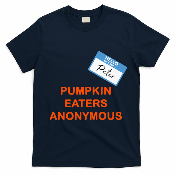 Hello My Name Is Peter Pumpkin Eaters Anonymous T-Shirt - Navy Blue