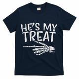 Hes My Treat Skeleton Matching Couple Halloween Costume Hers T-Shirt - Navy
