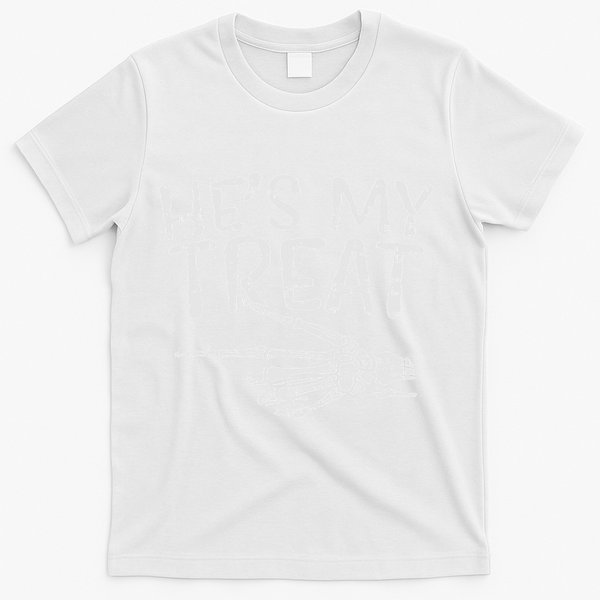 Hes My Treat Skeleton Matching Couple Halloween Costume Hers T-Shirt - White