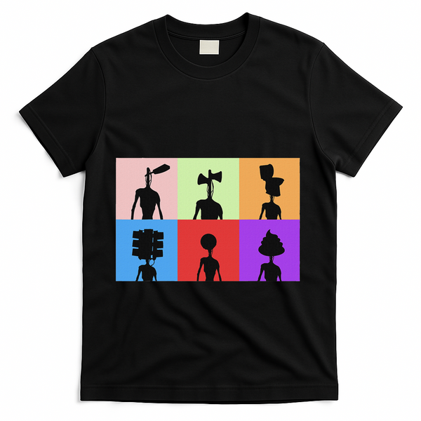 Horror Monster With Sirens For Heads Horror T-Shirt - Black