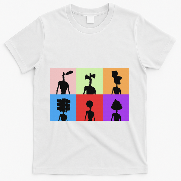 Horror Monster With Sirens For Heads Horror T-Shirt - White
