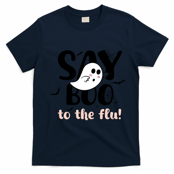 Halloween Nurse Say Boo To The Flu T-Shirt - Navy Blue