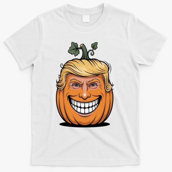 Halloween Pumpkin Donald Trump Funny T-Shirt - White
