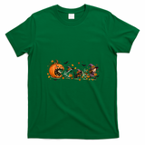 Halloween Pumpkin Eating Witch Ghost Cat Duck Retro T-Shirt - Irish Green