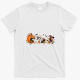 Halloween Pumpkin Eating Witch Ghost Cat Duck Retro T-Shirt - White