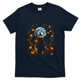 Halloween Pumpkin Jack O Lantern Witch Moonlit T-Shirt - Navy Blue