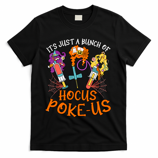 Hocus Pokeus Witch Nurse Halloween Medical Lab Tech Spooky T-Shirt - Black