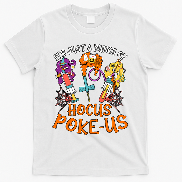 Hocus Pokeus Witch Nurse Halloween Medical Lab Tech Spooky T-Shirt - White