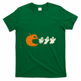Halloween Retro Gamer Pumpkin Eating Ghost T-Shirt - Irish Green
