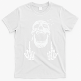 Halloween Skeleton Bones Middle Finger Skull T-Shirt - White