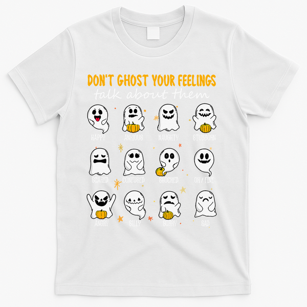 Halloween School Counselor DonT Ghost Your Feeling Teacher T-Shirt - White