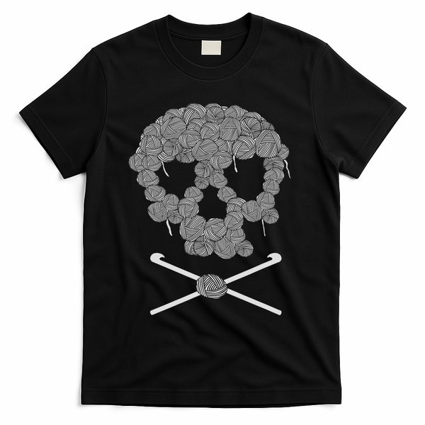 Halloween Skull Crochet Lovers Yarn Funny Skeleton T-Shirt - Black