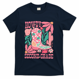 Howdy Second Grade Western 2nd Grade Teacher Cowboy Cowgirl T-Shirt - Navy