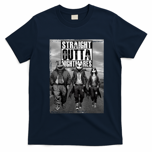 Halloween Straight Outta Nightmare Jack And Sally Oogie Boogie T-Shirt - Navy Blue