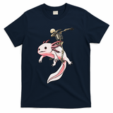 Halloween Skeleton Riding Axolotl Cute T-Shirt - Navy